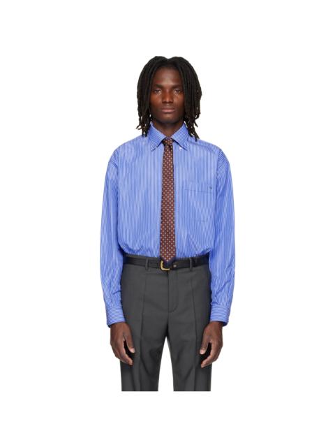 Valentino Blue Striped Cotton Poplin Shirt