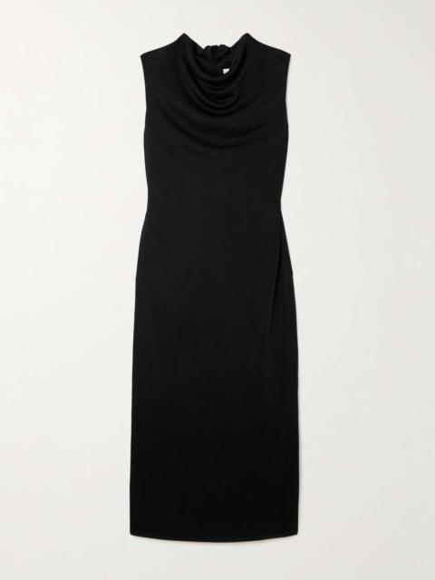 Draped satin-jersey maxi dress