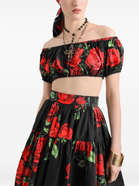 Dolce & Gabbana rose-print poplin blouse