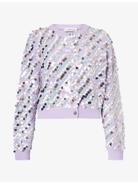 ZANKOV Paillette-Embellished Knitted Wool-Blend Cardigan