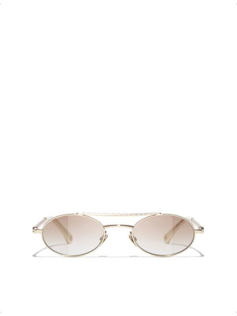 CHANEL CH4297H Oval-Frame Metal Sunglasses