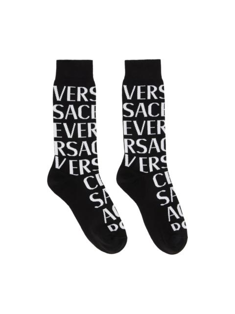 VERSACE Black Logo Socks