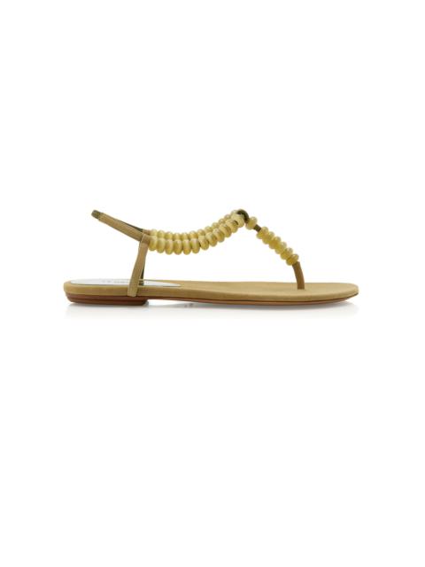 LE MONDE BÉRYL Beaded Suede Sandals green