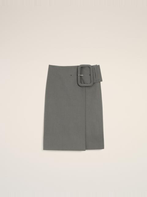 AMI Paris GREY NEW WOOL BIG BUCKLE BELTED MIDI SKIRT