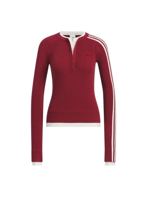 adidas (WMNS) adidas Premium 3S Button Sweatshirt 'Collegiate Burgundy' KS5332