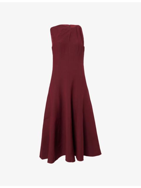 ROLAND MOURET Asymmetrical Twist Wool And Silk Blend Midi Dress