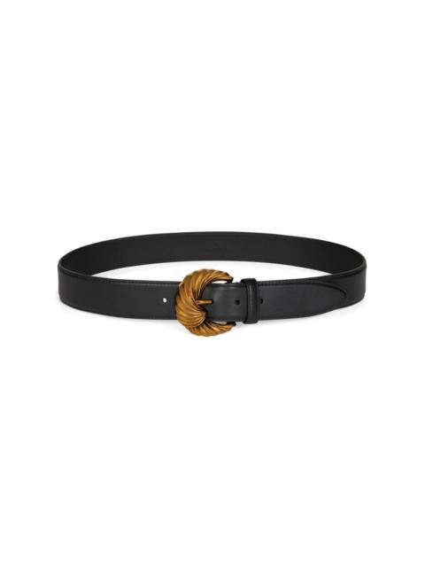 embossed-buckle leather belt