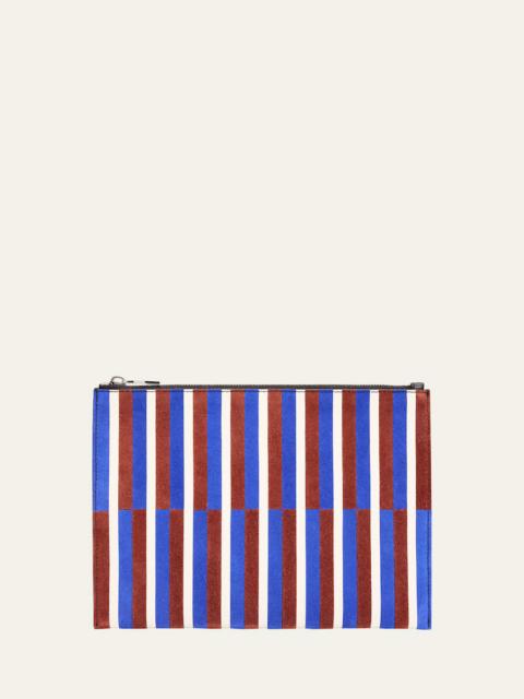 Proenza Schouler Striped Suede and Leather Pouch Bag