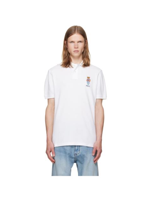 Polo Ralph Lauren White Classic Fit Polo Bear Mesh Polo