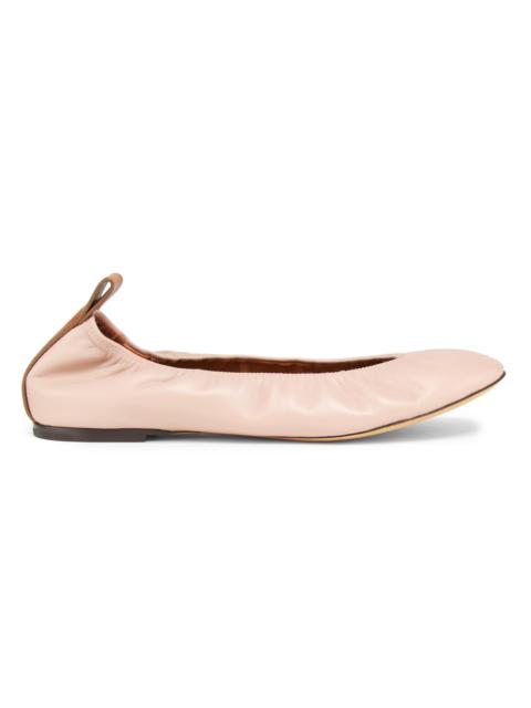 Lanvin Women's Leather Ballerina Flats - Dark Beige