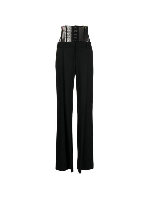 MONSE Pinstripe Double Waistband Zip Hem Stretch Virgin Wool Pants