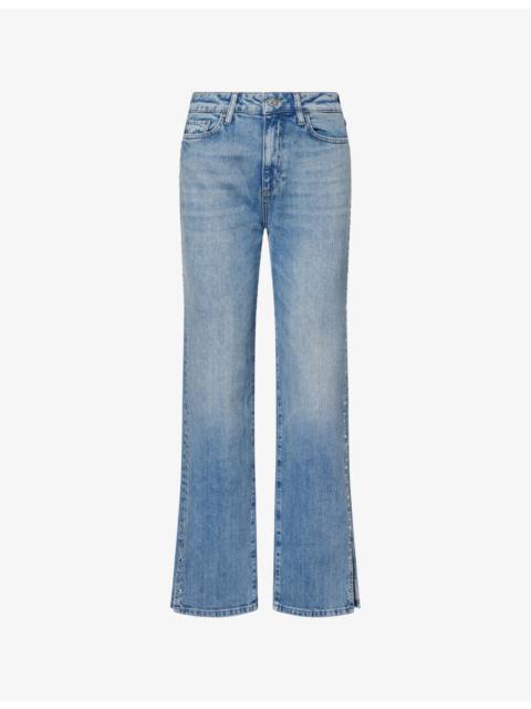 PAIGE "Stevie 31"" Studded Straight-Leg Stretch-Denim Jeans"