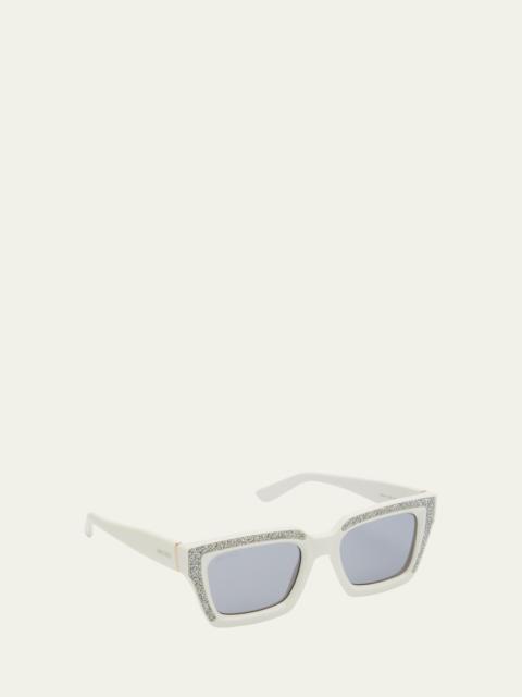 JIMMY CHOO Megs Crystal Panel Plastic Rectangle Sunglasses