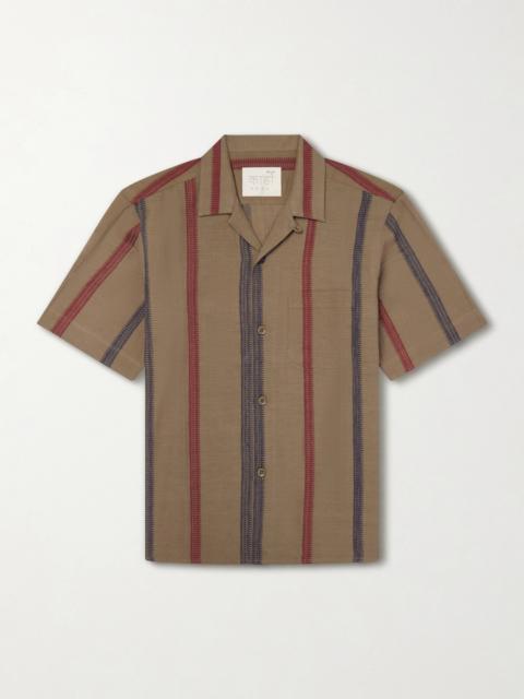 KARDO Ronen Camp-Collar Striped Jacquard-Knit Cotton Shirt