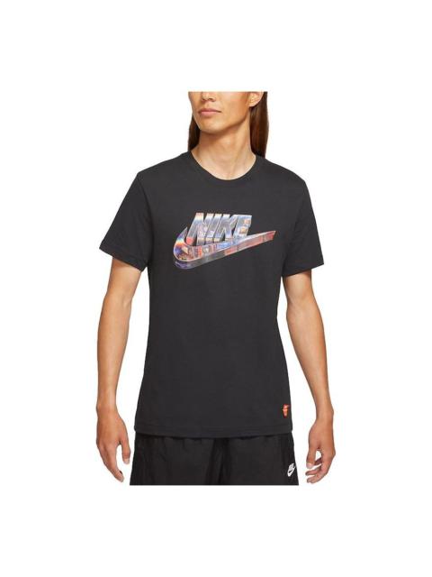 Nike Nike Sportswear 3D Logo Printing Sports Round Neck Short Sleeve Black DJ1370-010