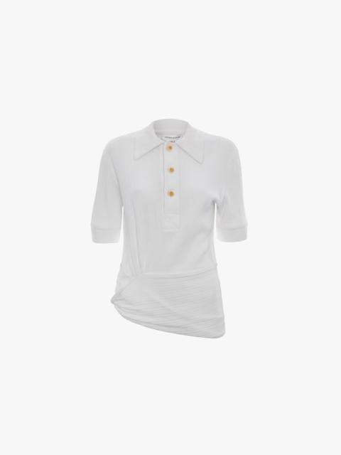 Victoria Beckham Twist Detail Polo Top In White