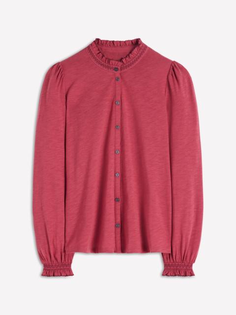 BODEN Effie Smocked Detail Shirt-Terracotta Red