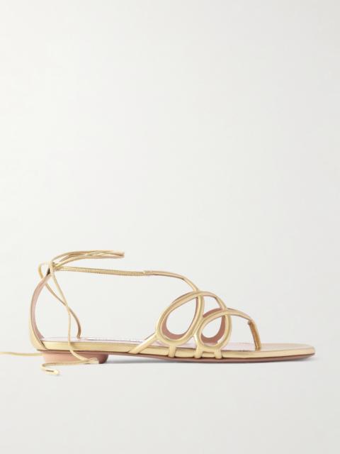 AQUAZZURA Infinito Metallic Leather Sandals