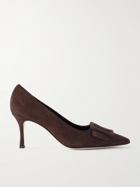 Manolo Blahnik Maysale 70 Buckled Suede Pumps