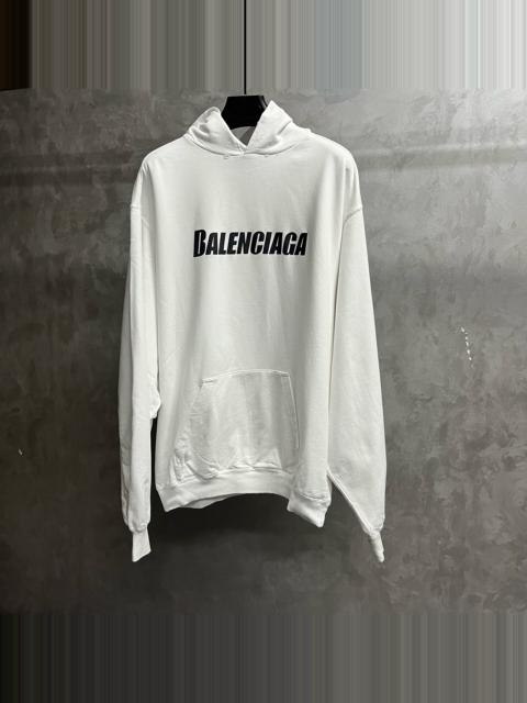 BALENCIAGA Balenciaga White Logo Print Hooded Sweater
