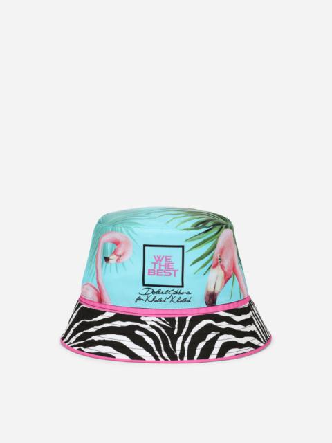 Dolce & Gabbana Nylon bucket hat with flamingo print