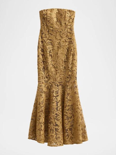 GENERATION LOVE Tia Strapless Metallic Guipure Lace Dress
