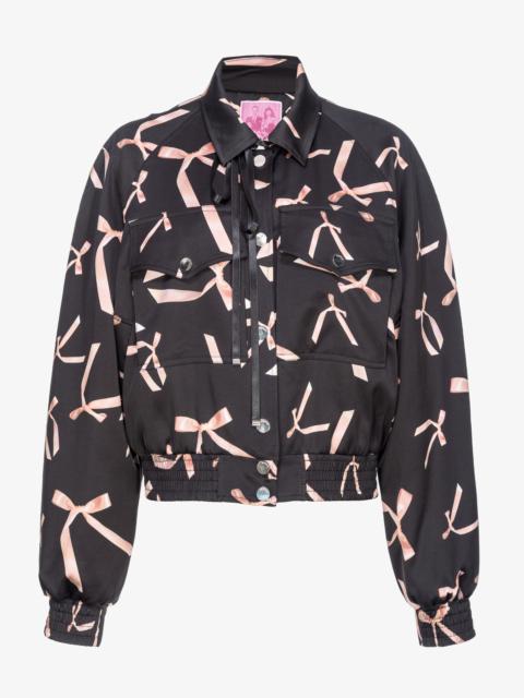 PINKO REIMAGINE BOW-PRINT SATIN BOMBER JACKET BY PATRICK MCDOWELL