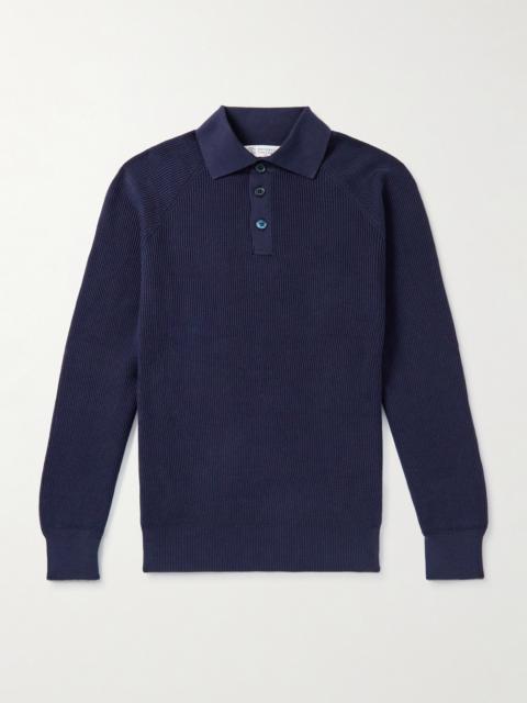 Brunello Cucinelli Ribbed Cotton Polo Shirt