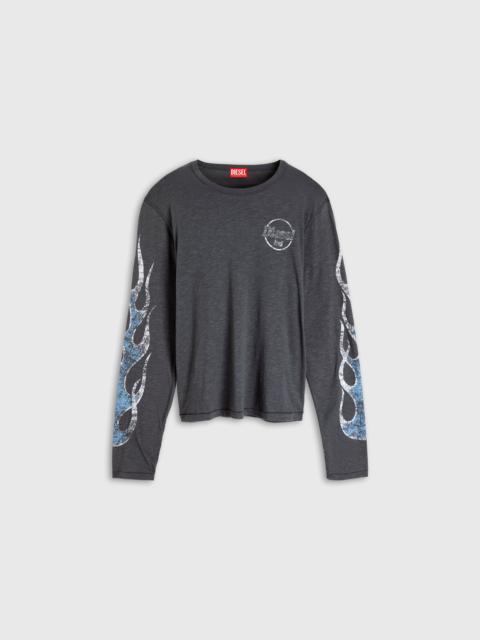 Diesel LONG-SLEEVE T-SHIRT IN SLUB JERSEY WITH CRACK PRINT