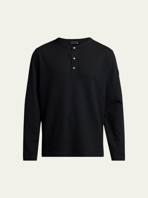 Moncler Men's Waffle Knit Long-Sleeve Henley T-Shirt