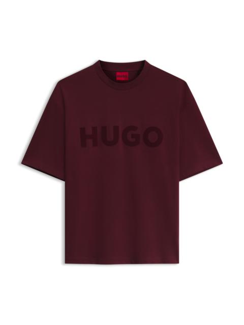 HUGO OVERSIZED-FIT COTTON T-SHIRT WITH REFLECTIVE LOGO