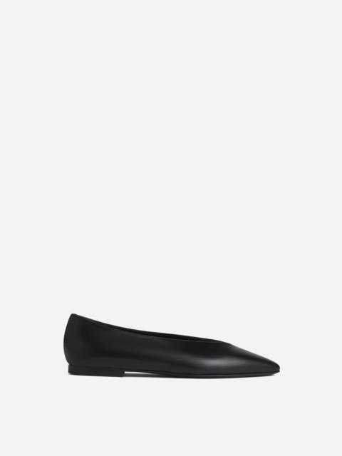 CO Pointed Ballerina Leather Flat in Black