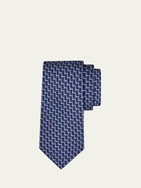 FERRAGAMO Men's Dachshund Silk and Wool Tie