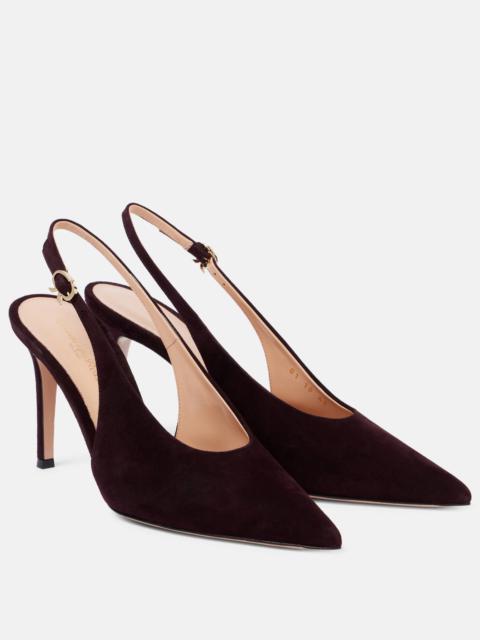 Gianvito Rossi Robbie suede slingback pumps