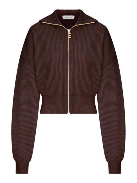 Sportmax RIBBED WOOL CARDIGAN WITH WIDE COLLAR