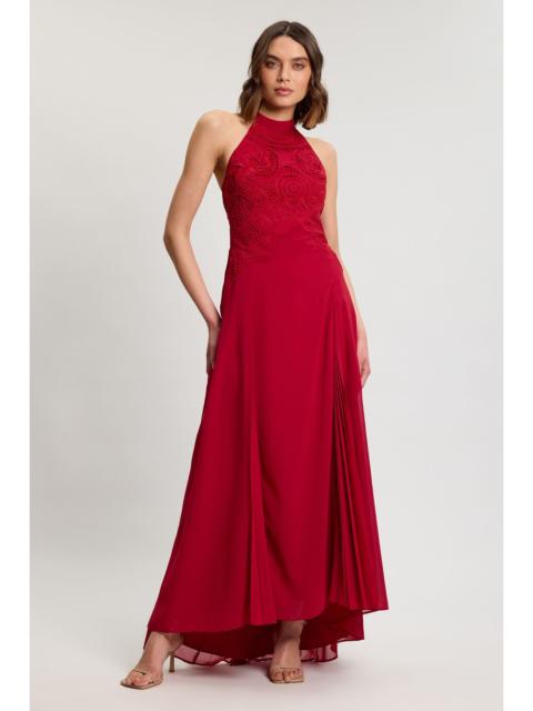 KAREN MILLEN Petite Cutwork Embroidered Woven Maxi Dress With Pleated Godets