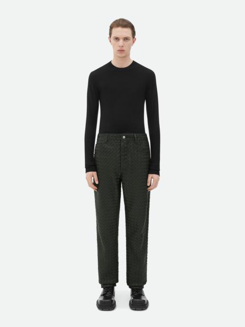 Bottega Veneta Intrecciato Leather Straight Leg Pants