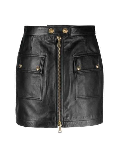 VERSACE JEANS COUTURE button-embellished lambskin mini-skirt