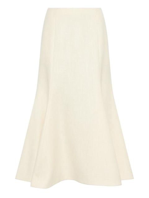 GABRIELA HEARST Patterson Skirt in Ivory Virgin Wool Silk Slub