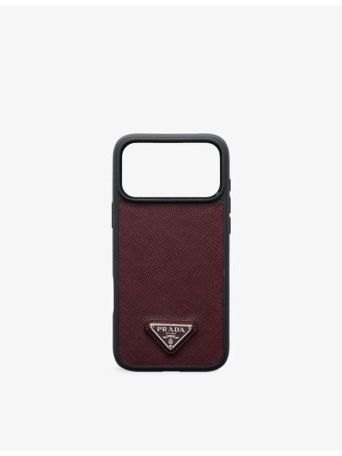 Prada Brand-Plaque Leather iPhone 17 Pro Phone Case
