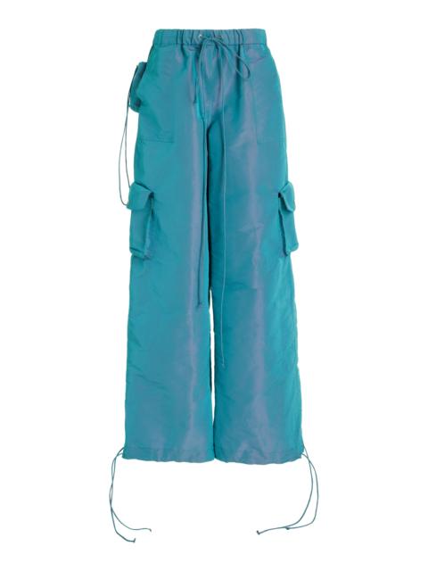 LaQuan Smith Iridescent Taffeta Cargo Pants blue