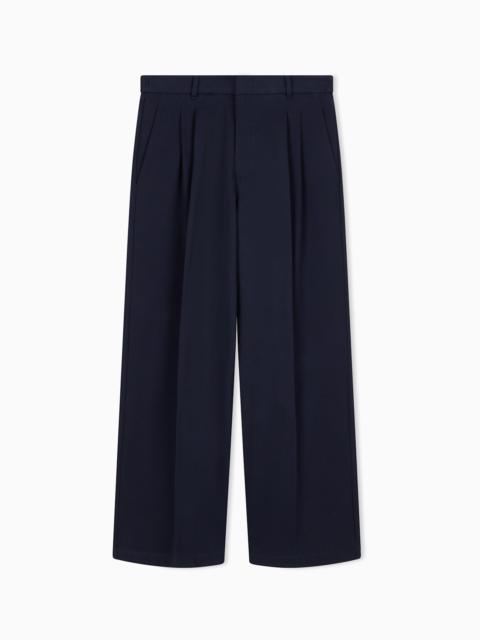 EMPORIO ARMANI PLEATED COTTON TROUSERS WITH A HIGH WAIST AND STRAIGHT LEG