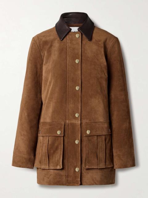VERONICA BEARD Suz leather-trimmed suede jacket Tan