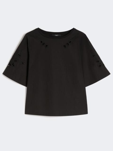 WEEKEND Max Mara Cotton-poplin top with embroideries - BLACK