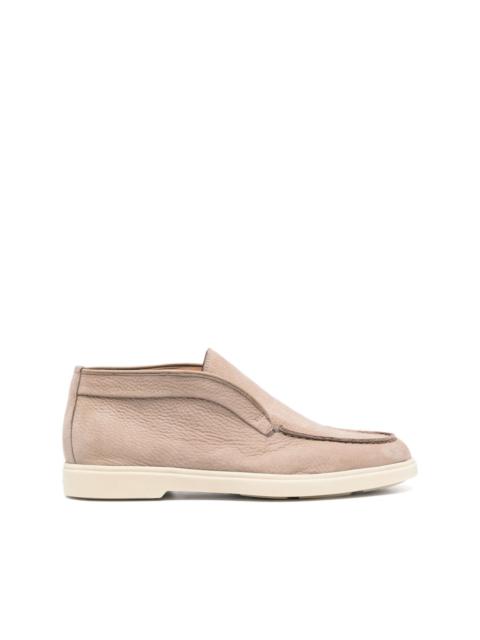 Santoni pebbled suede loafers
