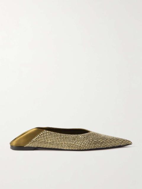 nour slippers in satin crepe and rhinestones