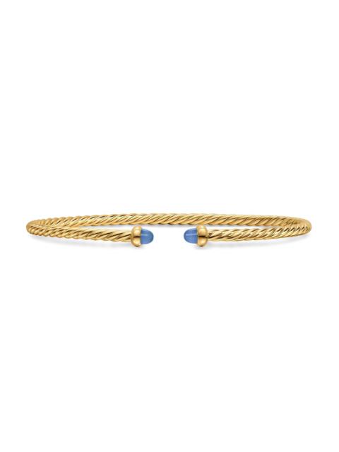 DAVID YURMAN Women's Micro Cablespira Flex Bracelet in 18K Yellow Gold - Light Blue Sapphire