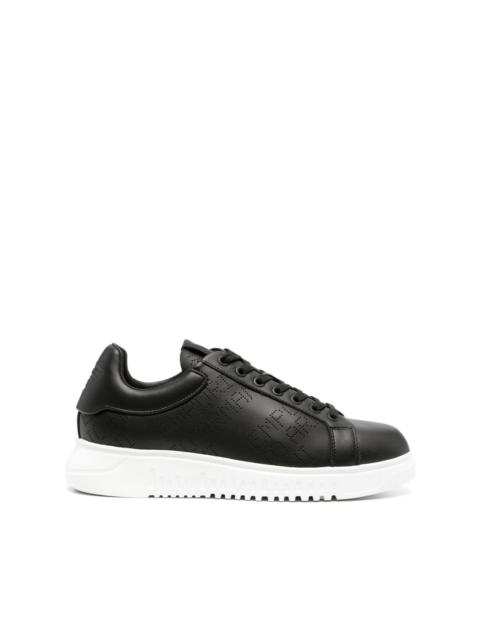 EMPORIO ARMANI Icon logo-perforated leather sneakers