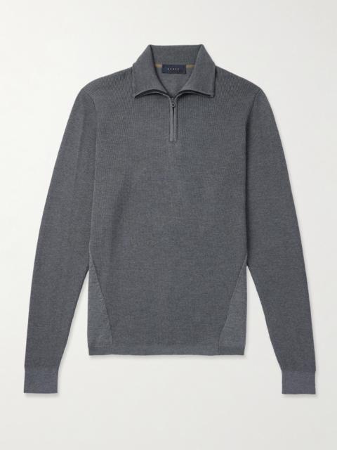 SEASE Waffle-Knit Virgin Wool Half-Zip Sweater