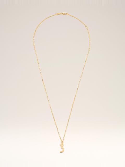 GOLD BRASS HAMMERED "3" PENDANT NECKLACE